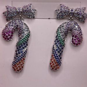 RBP5591- The Shimmering Candy Cane - Bomb Party 2022 Holiday Statement Earrings